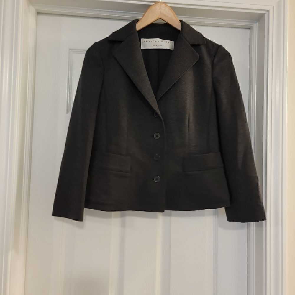 Charles Nolan New York Fitted Black wool Blazer size 6